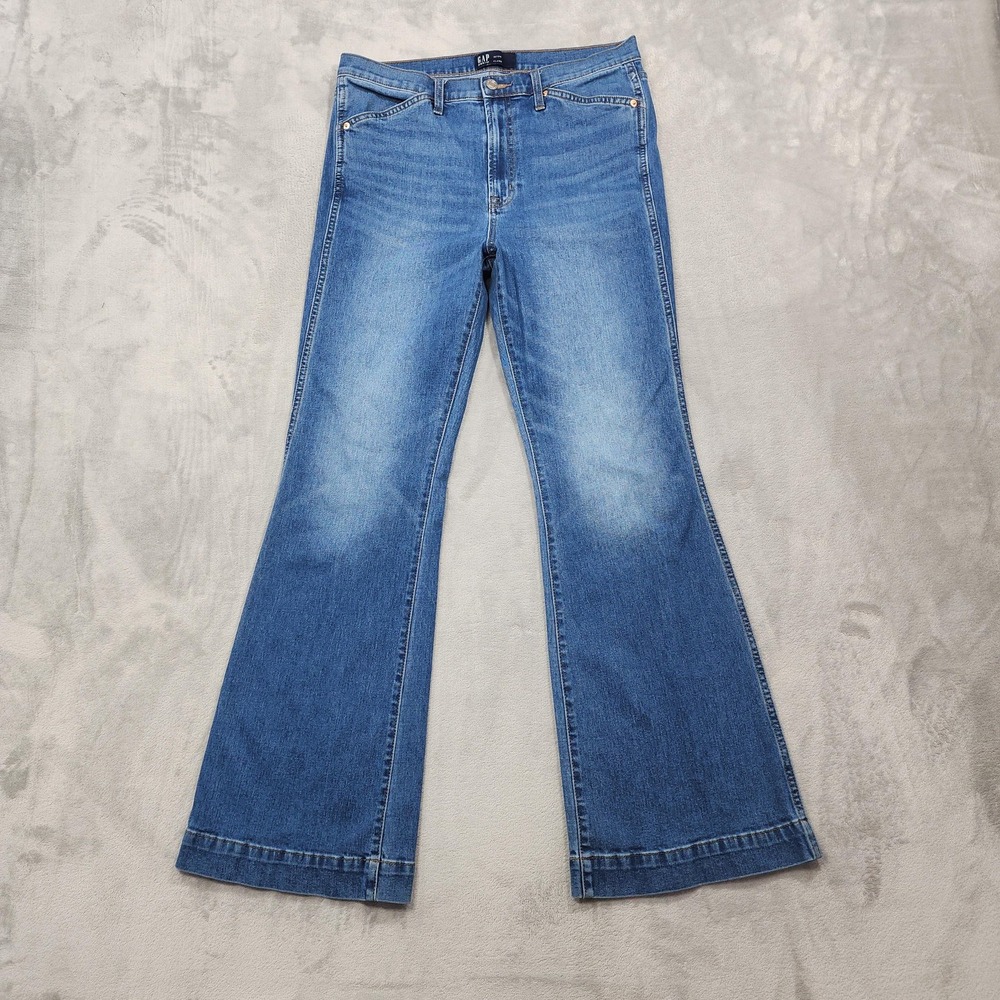 Gap Jeans Womens 12/31R Blue High Rise Flare Medium Wash Stretch Denim Casual